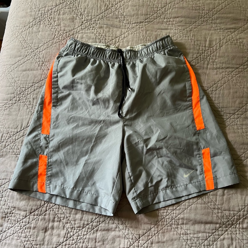Nike Gray and Orange Athletic Shorts